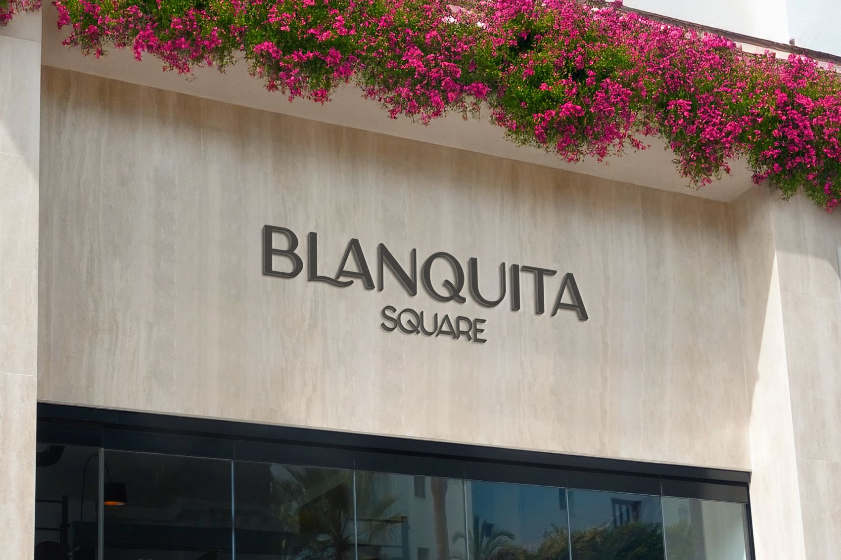 Letrero de Blanquita Square en fachada